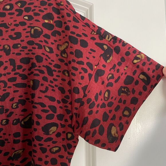 & Other Stories Leopard Blouse Stockholm Atelier Short Sleeve Red Leopard - S/M - Picture 6 of 8